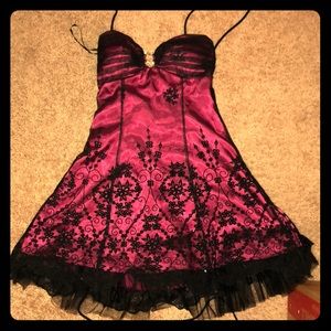 Pink and black homecoming dress